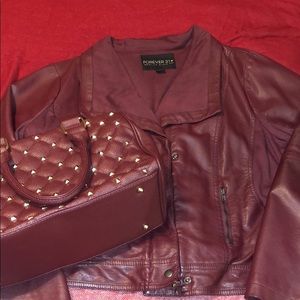 Coat & bag COMBO🔥 Burgundy contrast casual style